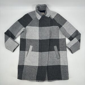 Marine Layer Stephanie Buffalo Check Plaid Cocoon Coat Jacket Grey Size Small